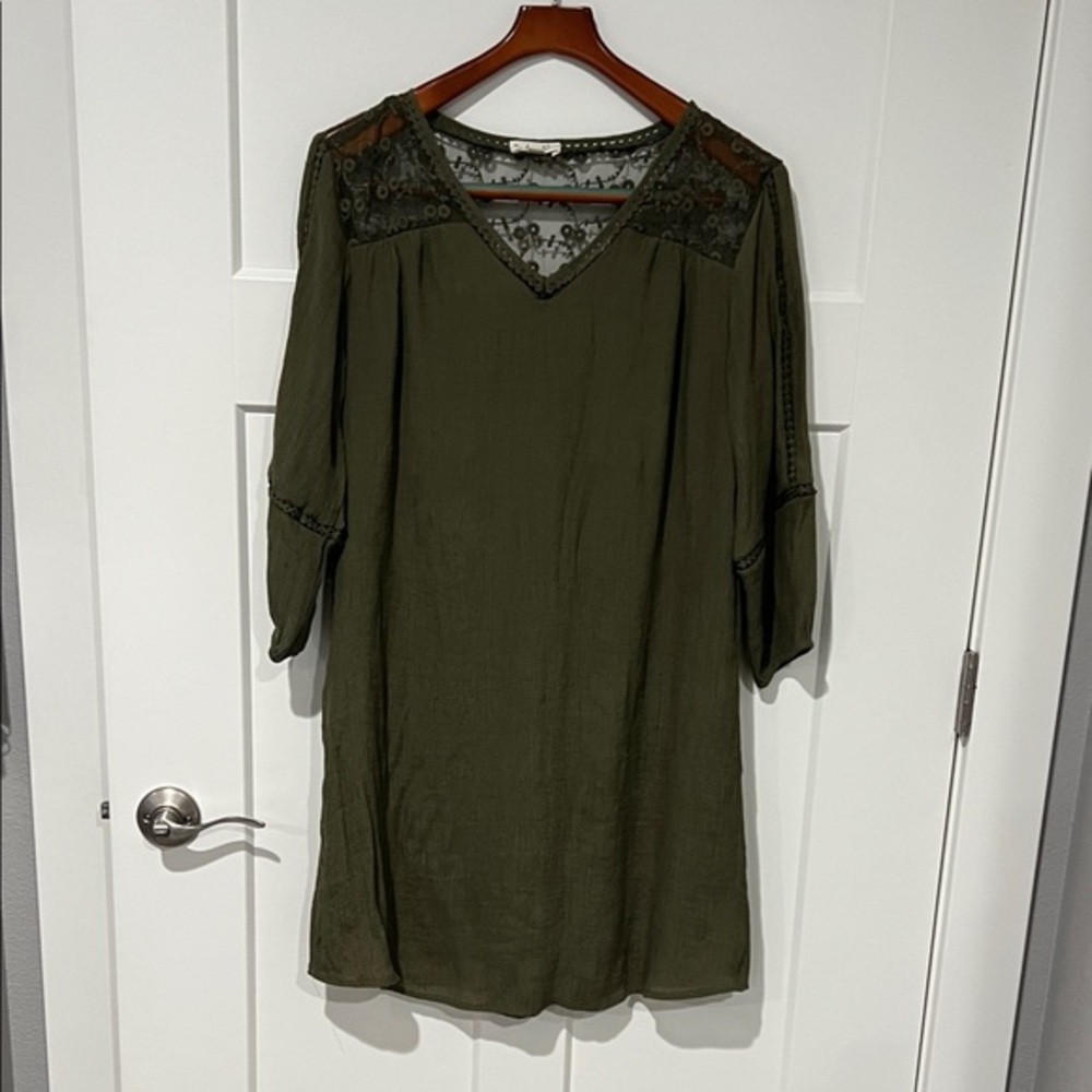 Indigo Rose Olive Green Dress with Lace Detail Sz 1X